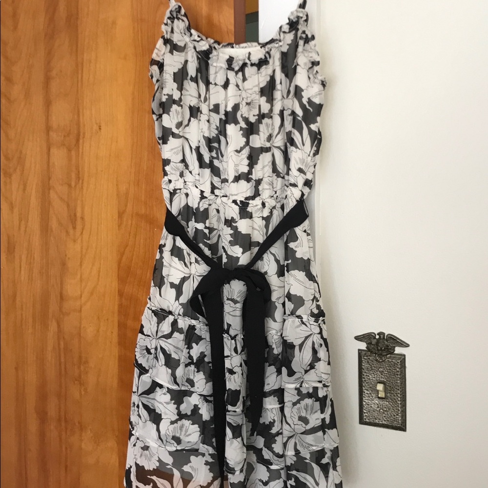 Black & White Floral Print Dress